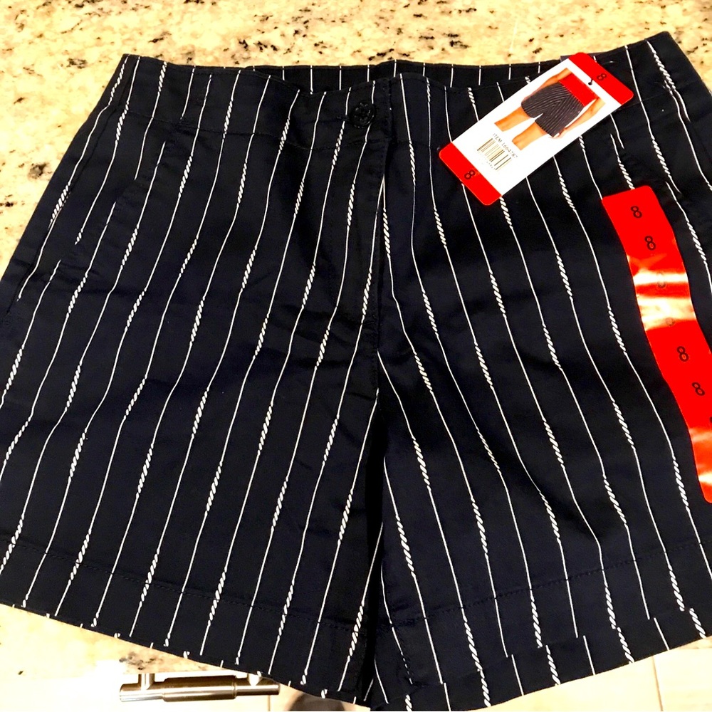 Nautical mid rise twill short navy blue